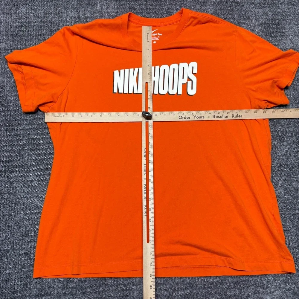 Nike Mens Hoops Basketball T-Shirt‎ XXL Orange Graphic Short Sleeve